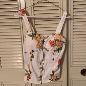 White corset shirt with flowers